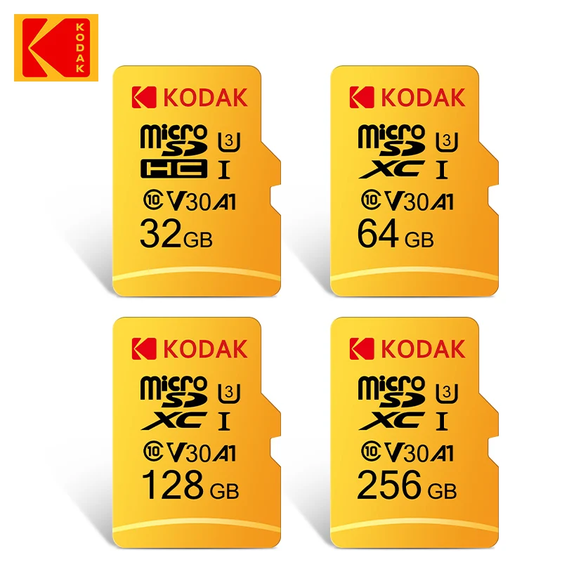 Карта памяти KODAK U3, 256 ГБ, 128 ГБ, 4K, мини SD-карта 64 ГБ, 32 ГБ, SDHC, Micro TF, стандартная высокоскоростная карта памяти 10 класса для