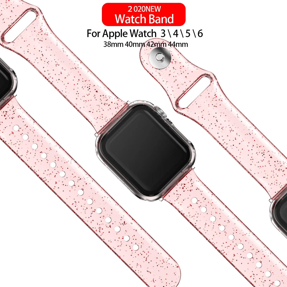 Soft Silicone Bands for Apple Watch Strap 45mm 41mm 44mm40mm42mm38mm Glitter Women Sports Wristband for iWatch 87/6/5/4/3/2/1/SE