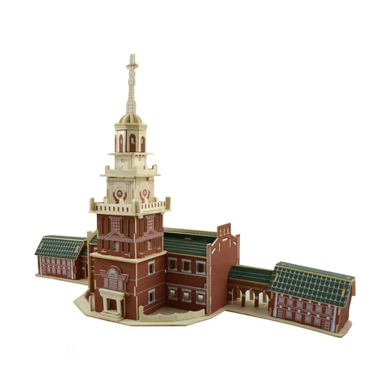 candice guo 3D wooden puzzle DIY toy world great architecture American Independence Hall building birthday Christmas gift 1pc