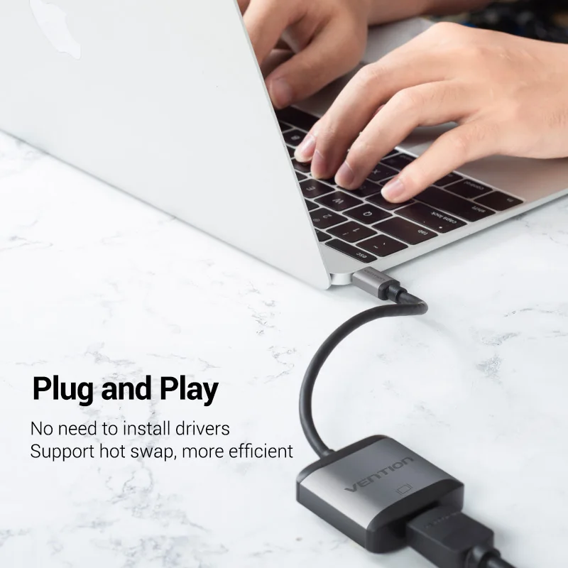 Vention USB C HDMI 케이블 C타입-HDMI 썬더볼트 3 어댑터, 맥북 삼성 갤럭시 S10/S9 화웨이 메이트 20 P20Pro USB-C HDMI