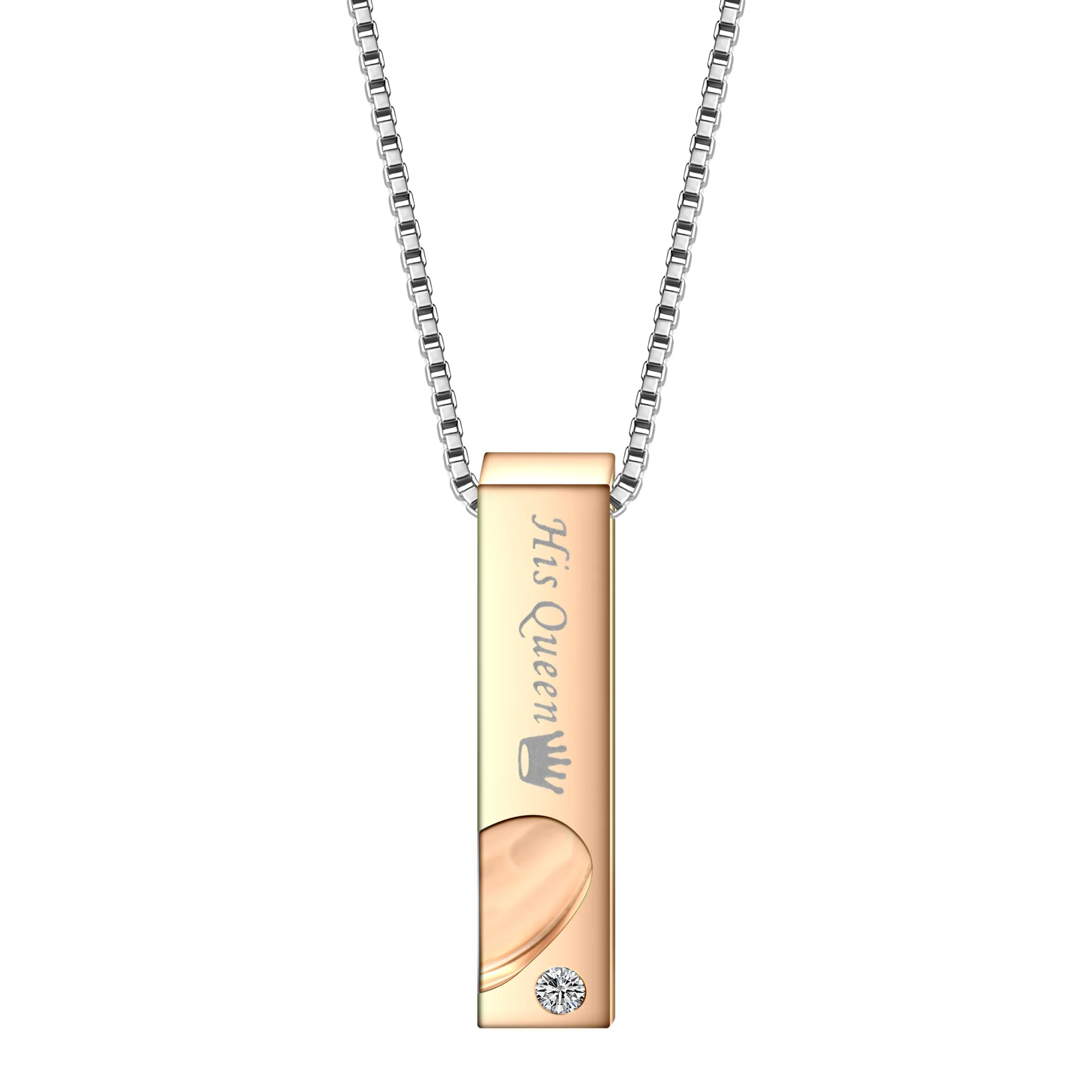 Ihr König, seine Königin, schwarze Rose, Kristall-Charm, Damen-Edelstahl-Schmuck, gepaarte Paar-Halskette für Männer, Luxus-Geschenkschmuck – Detail 4