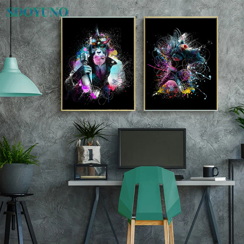 SDOYUNO 40x50cm Frameless Painting By Numbers Colourful Animals On Canvas Dogs DIY Pictures By Numbers Monkey Home Decor