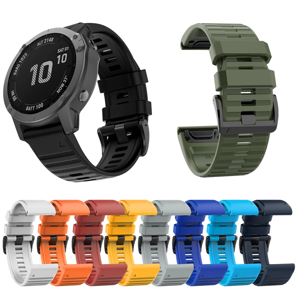 

26mm Silicone Watchband for Garmin Fenix6X / Fenix5X / FeniX3 HR / Sapphire / D2 / Descent MK1 / Tactix Bravo Smart Watch Strap