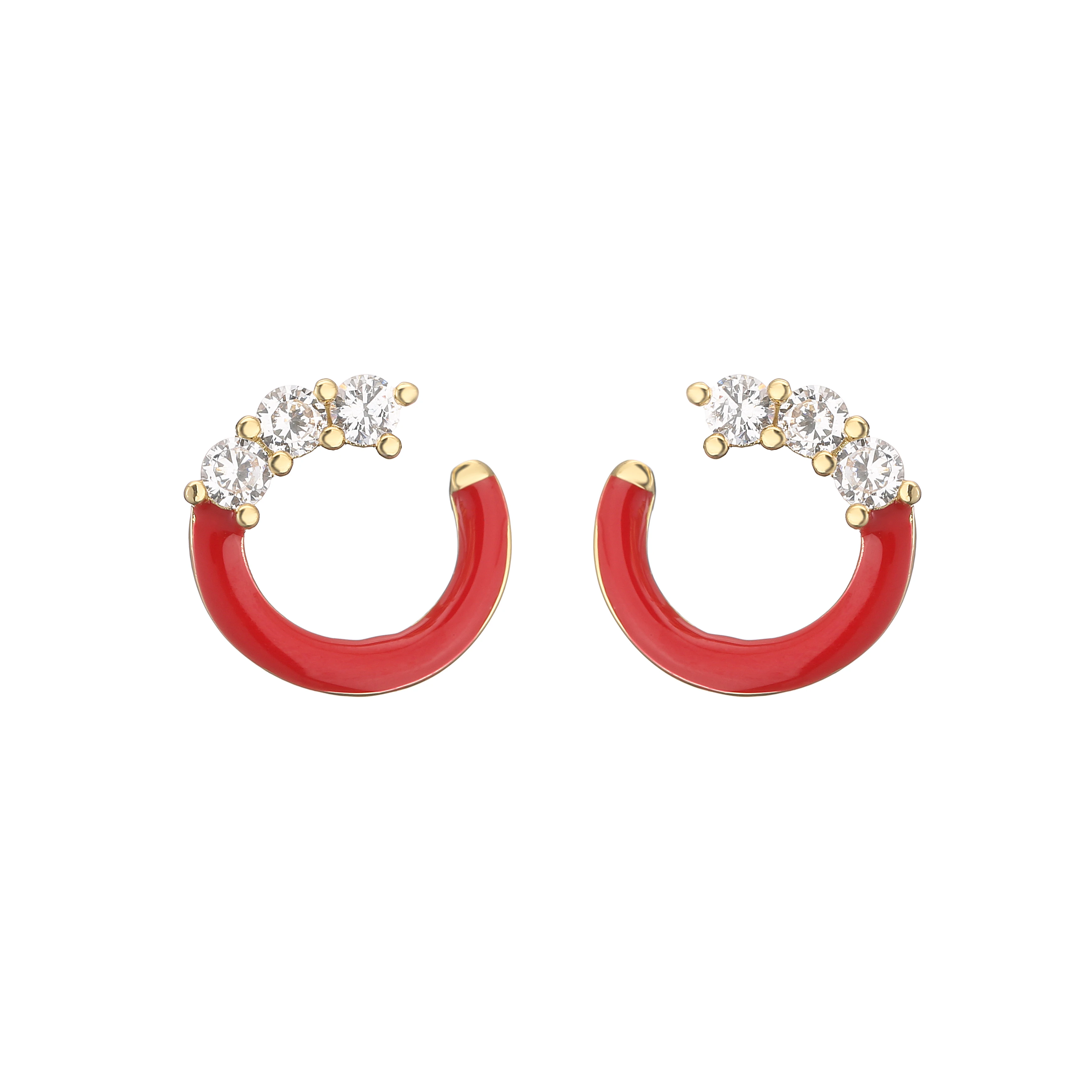 HECHENG,1 pair,Fashion Colorful Earrings,Cute C Shapr Enamel CZ Ear Stud,New Design Women Jewelry Wholesale