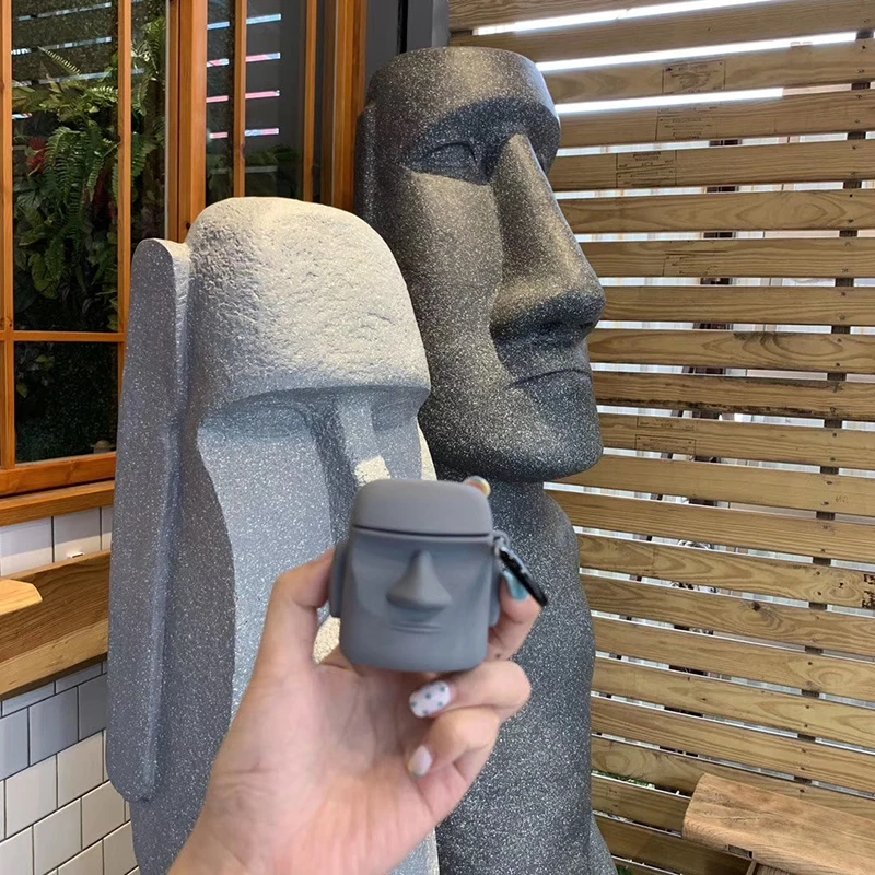 Moai Easter island giant stone statue soft Silicone Case For apple Airpods 1 2 3 Pro Bluetooth headset Protective Earphone cover