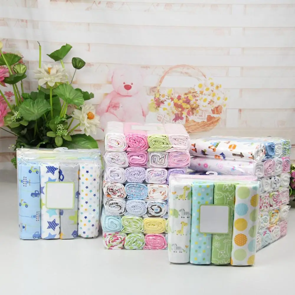 4Pcs/Lot Baby Blanket Kids Diapers Muslin Swaddle 100% Cotton Flannel Diapers For Newborns Kid Photography Blankets Newborn Wrap