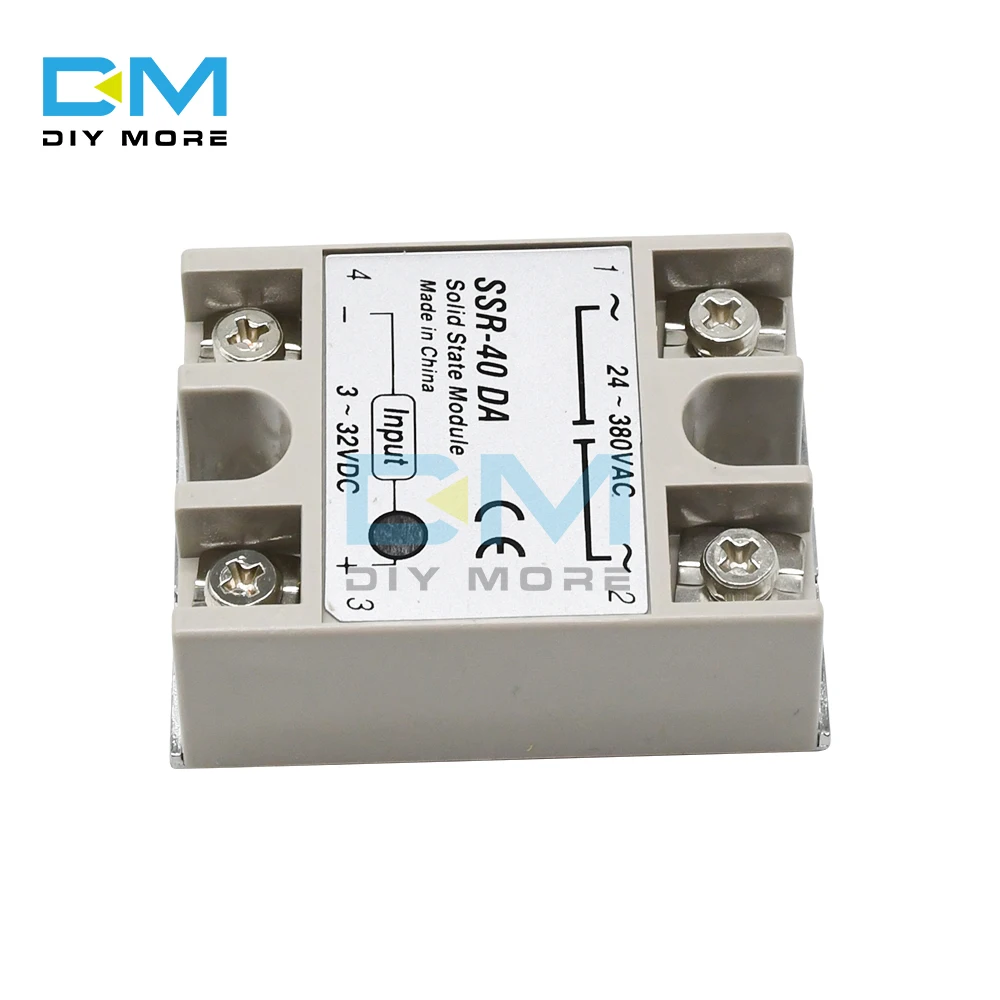 24V-380V 40A 250V SSR-40DA Solid State Relay Module 3-32V DC To AC SSR 40DA