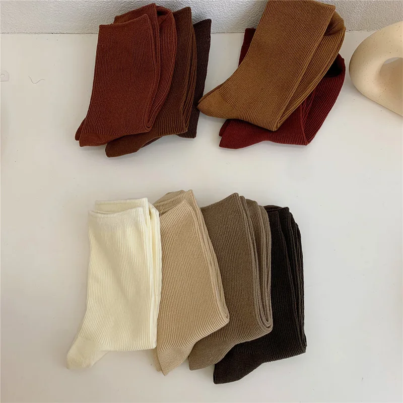 Urgot Harajuku Simple Solid Women's Warm Socks Women Winter Thick Soft Cotton Socks Keep Warm Striped Short Socks Ladies Sox