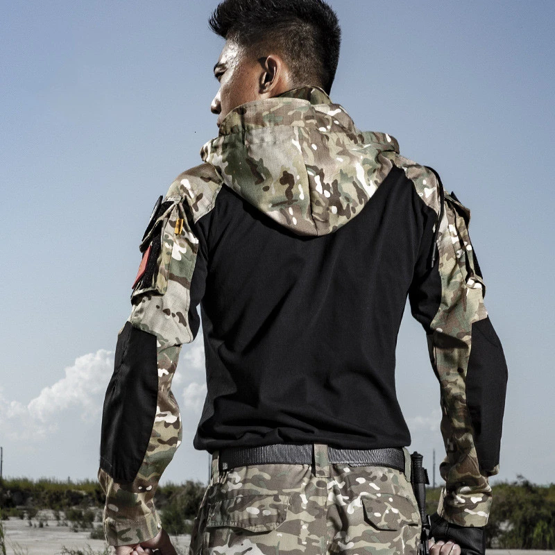 Gen3 Hooded Camo Uniform  Shirt  Fan CS Field Training Tops Men Outdoor Sport Hiking Shirts