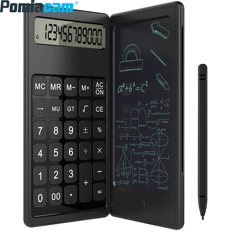 JSK917 mini Calculator with Tablet, portable solar panel, LCD handwriting board business office function calculator coin battery