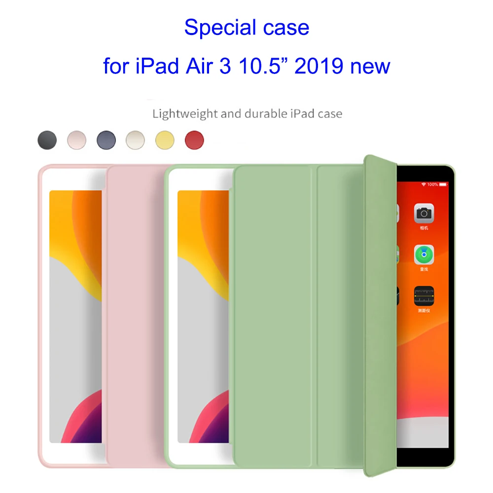 Soft Silicone Capa For iPad Air 3 10.5 Inch 2019 Case A2153 A2123 A2152 A2154 PU Smart Cover Auto Wake Funda Protective Shell