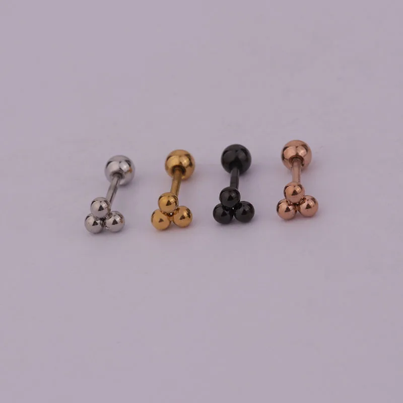 Pendiente de acero inoxidable para cartílago pequeño, pendiente de tuerca de circonita cúbica, hélice Tragus, Concha, tornillo trasero, joyería para