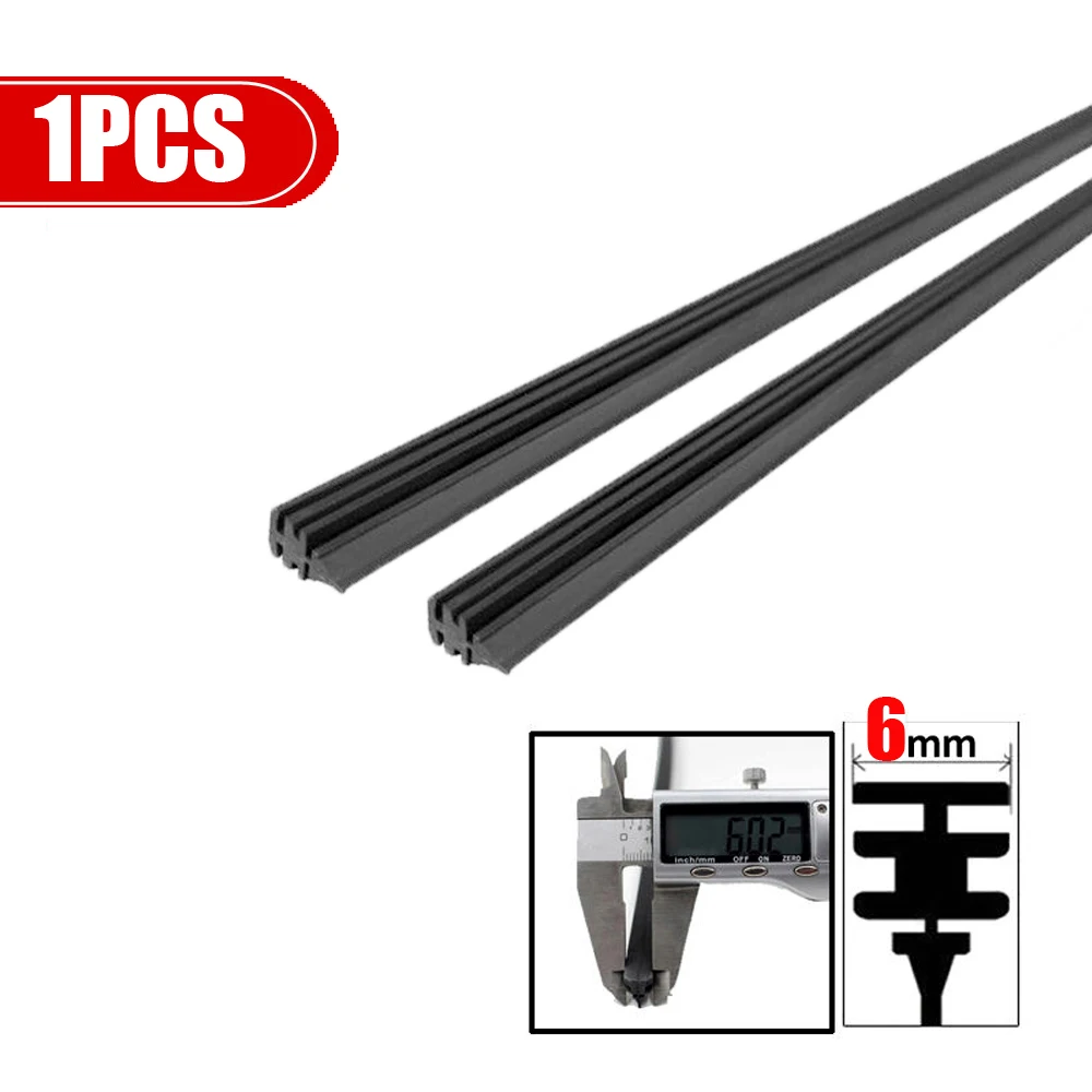 1PCS High Quality Boneless Frameless Rubber Car Wiper Blade Refill Strips Windscreen 6mm 26" Windshield Car Accessories