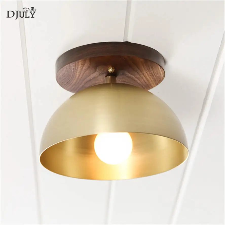 

japan style wood copper led ceiling lamp for living room corridor bedroom modern home lighting fixtures Minimalism light fitting