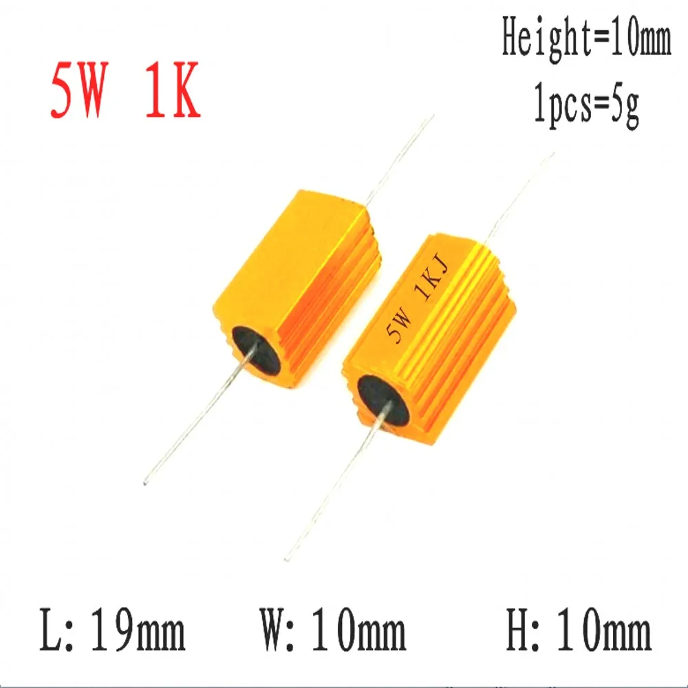 10pcs 5W RX24 di Potenza In Alluminio Metallo Borsette Caso Filo Avvolto Resistor 0.1 ~ 33K 0.33 0.5 1 2 5 6 8 10 20 50 100 120 200 300 1K 5K 10K