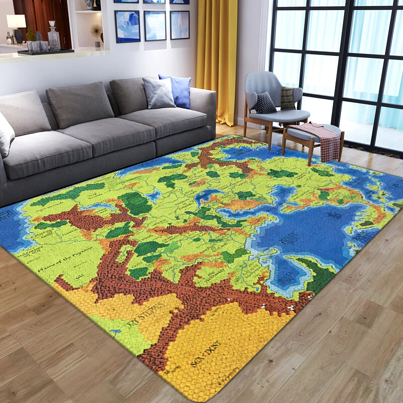 Geometric World Map Carpets for Living Room Bedroom Area Rug Home Indoor Decoration Area Carpet Soft Flannel Kids play Floor Mat