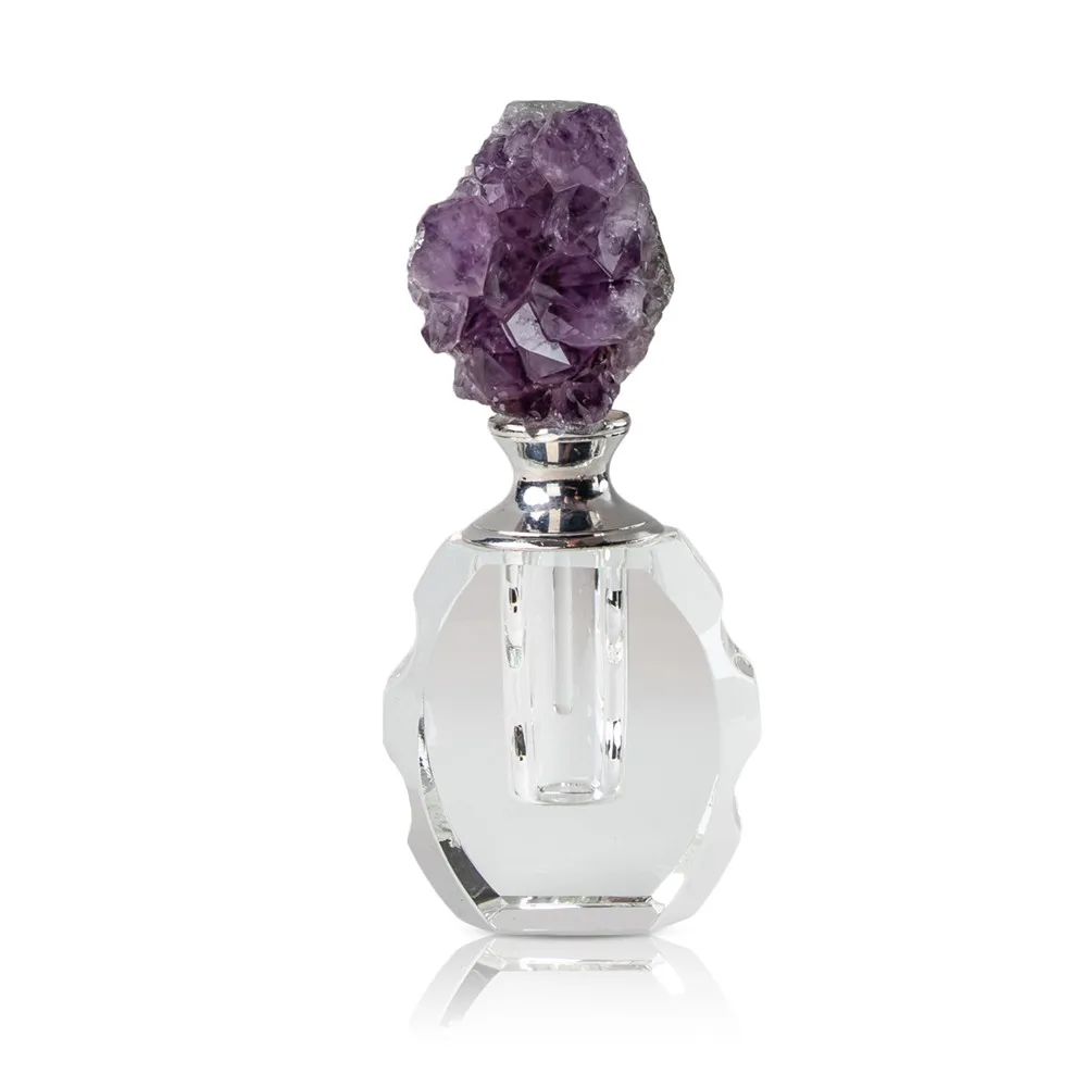 1pcs Natural Stones Amethyst Cluster Perfume Bottles Women Home Decor On The Dressing Table