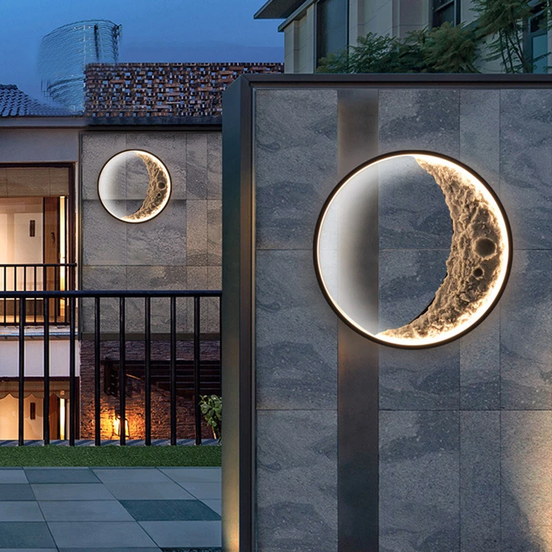 Modern Outdoors Waterproof Wall Lamp Both Sides of The Gate Landscape Outdoor Lighting Innovate Moon Aluminum Wall Decor Light