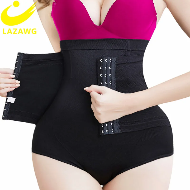 LAZAWG Women Butt Lifter Shapewear สูงเอวร่างกายควบคุม Tummy Shaper กางเกงขาสั้นเอวกางเกงกางเกง Hook Shapers