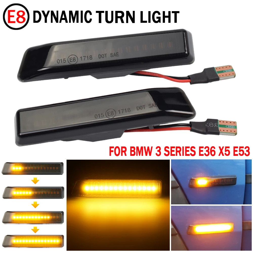 LED Dynamic Turn Signal Light For BMW X5 E53 3 Series E36 Side Marker Flasher Flowing Water Blinker Flashing Light