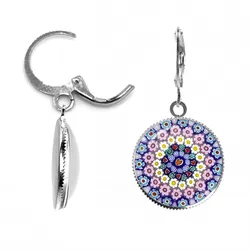 New Murano Millefiori Earrings MultiColour Flower Glass Dome Cabochon French Hook Earring Jewelry For Women Girls Gift Dropship