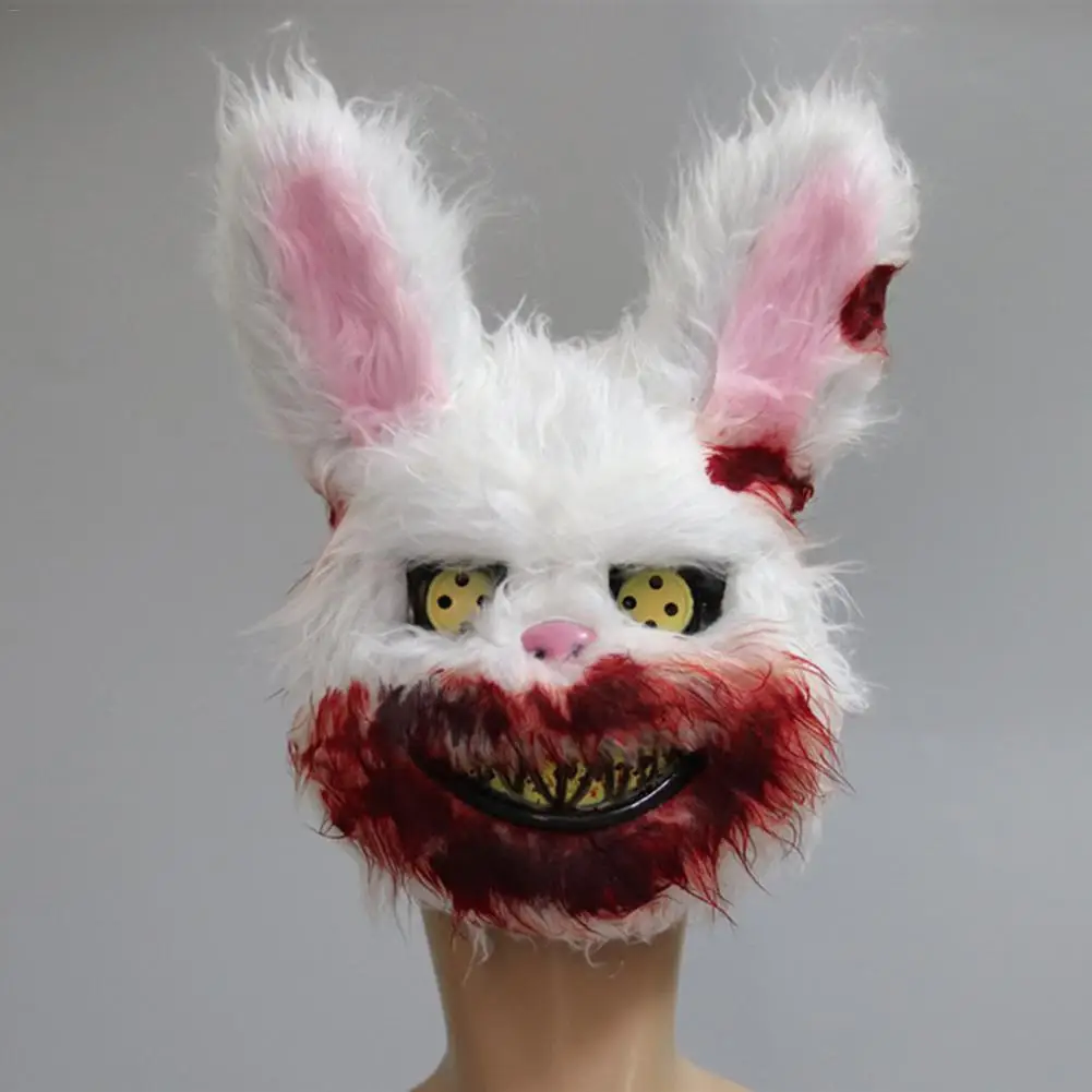 Bloody Plush Bunny Mask Halloween Ghost Festival Mask Realistic Bloody Rabbit Headgear Itaewon Class Prop Halloween Horror Mask