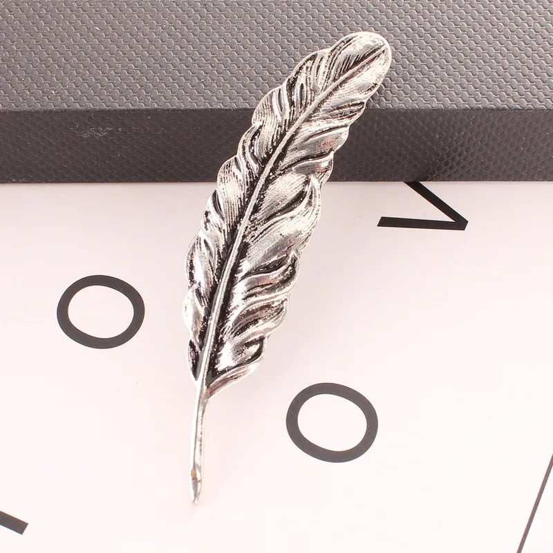 JUCHAO Fashion Trend Large Leaf Brooch High Quality  Feather Pin Men Women Overcoat Accessories