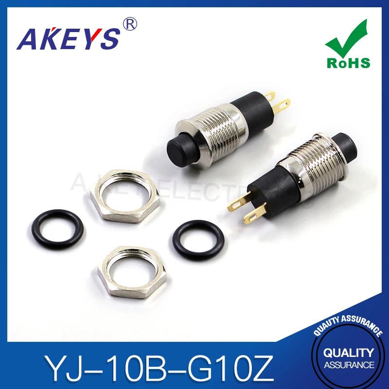 YJ-10B-G10Z KEY SELF-LOCKING SWITCH METAL OPENING 10MM OPENING PRESS ON BUTTON BIPEDAL GOLD-PLATED