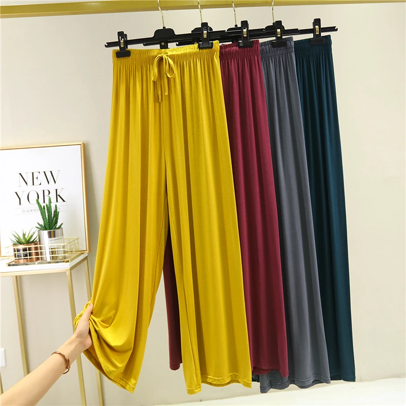 Wide leg PANTS WOMEN 2023 Summer New Solid Modal Casual Loose Pants Loose-Fit Trousers High-waisted Women\'s Harem PANTS