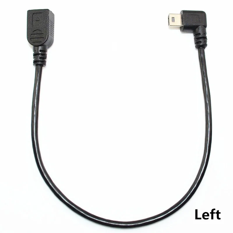 Mini USB 2.0 Macho para Cabo de Extensão Feminino, 25cm, 90 Graus, Direita, Esquerda, Cima, Cima, Em ângulo Baixo, 5Pin, Mini-USB para Receptor GPS