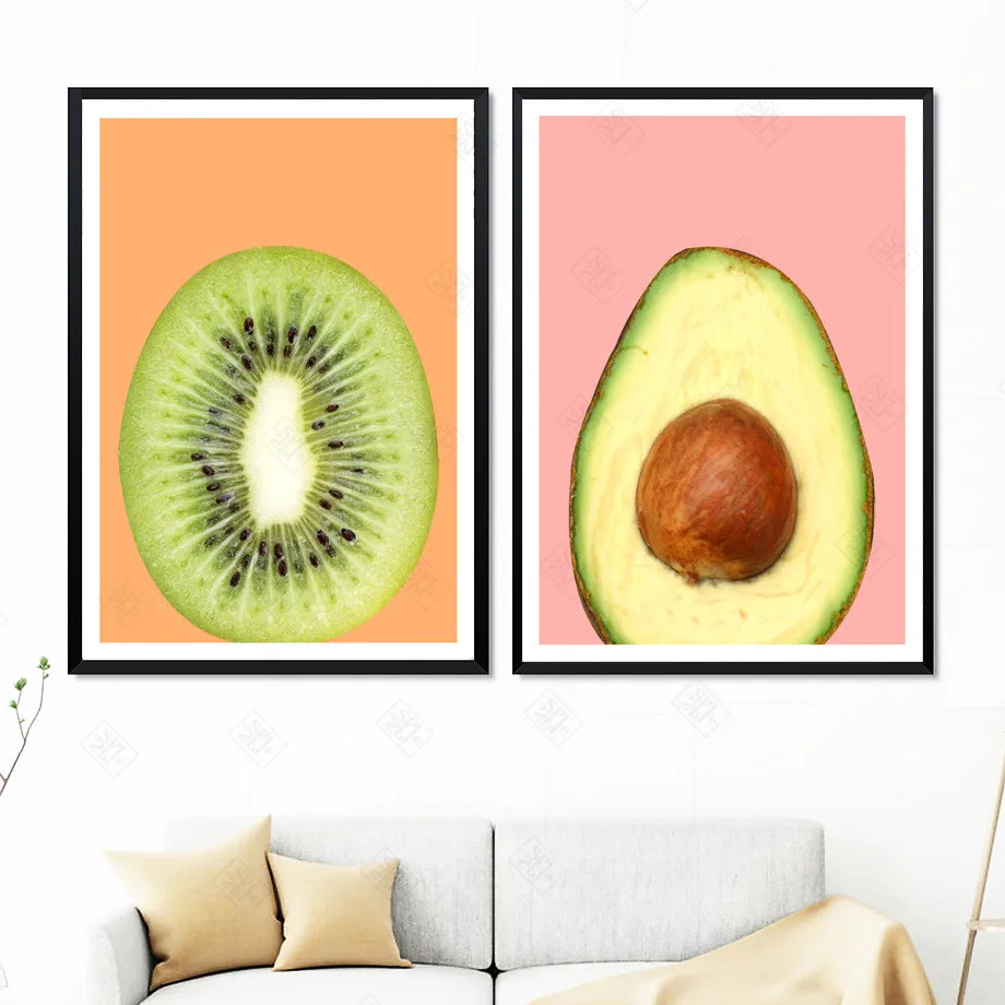 Kiwi Fruit Orange Avocado Nordic Posters and Prints Wall Art Canvas Painting Fruit Poster Wall Pictures for Living Room Decor