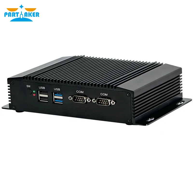 Partaker I23 Intel Celeron J4125 Mini PC industrial 2 Lans 2 COM Rs232 Computador de mesa de metal robusto Windows10 Linux WiFi