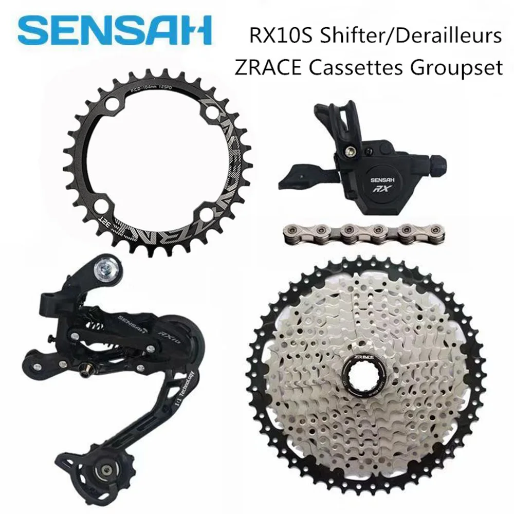 

2024 SENSAH MTB Bike Derailleur Shift Kit RX10 Shifter+Rear Derailleur+42/46T Cassette+YBN X10 Chain Group Set,PCR BEYOND M6000