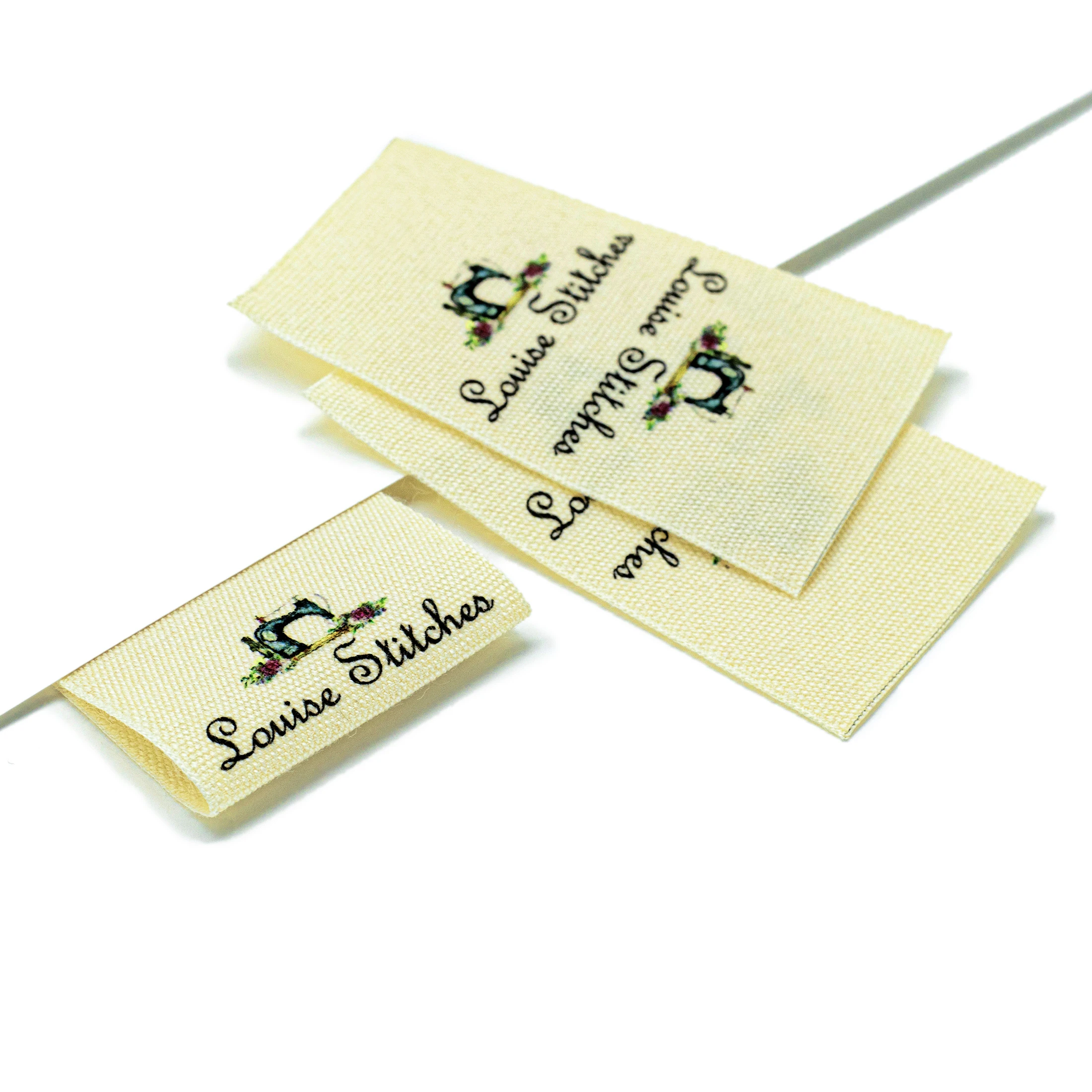 

Custom Clothing Labels - Personalized Brand , Organic Cotton Ribbon Labels , Logo or Text, Beige Sewing Labels (FR256)