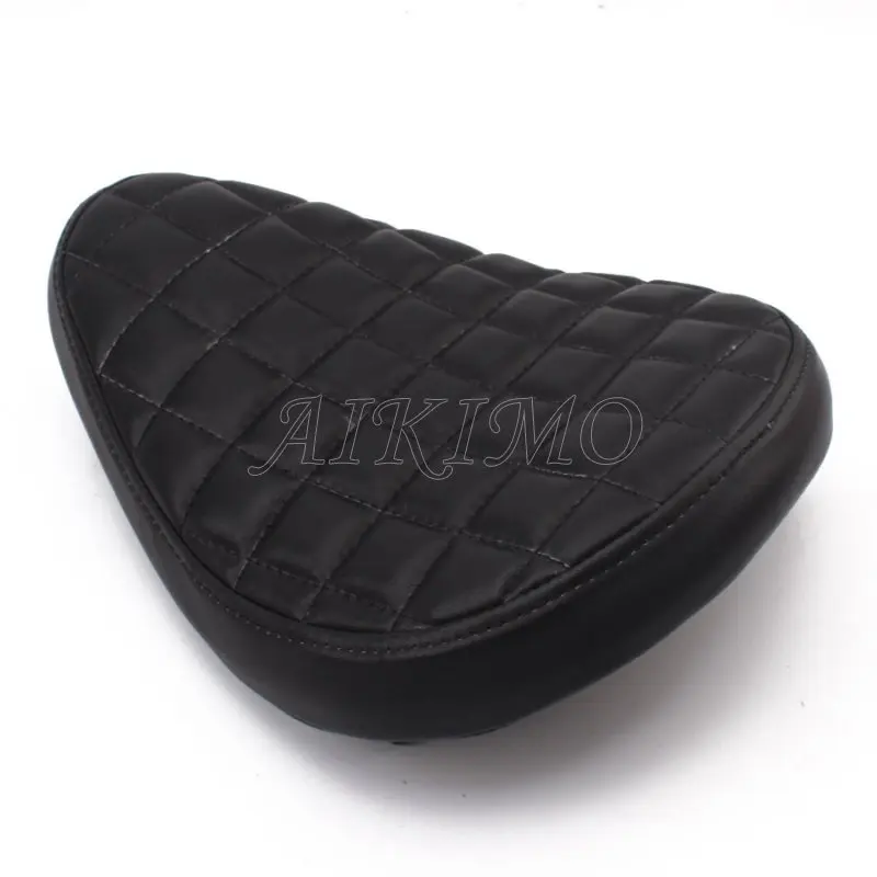 Black Motorcycle Retro Leather Style Solo Seat+Steel Swivel Bracket Sliding T-Bar 3.1\