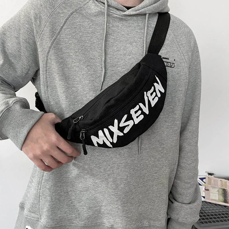 

Hip Hop Trend Waist Bag Unisex Fashion Chest Bag Canvas Casual Crossbody Pouch Travel Phone Pouch Male Belt Pack Banana Bags