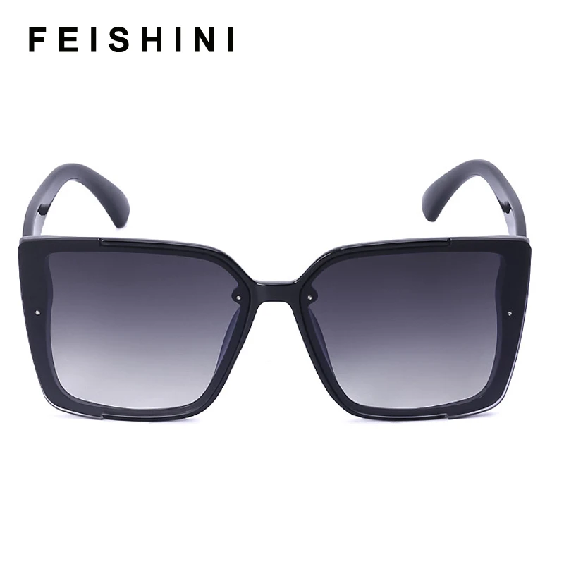 

FEISHINI Brand Designer Metal Hot Mirror Sun Glasses ladies Vision Superstar Sunglasses Women Square Oversized Vintage