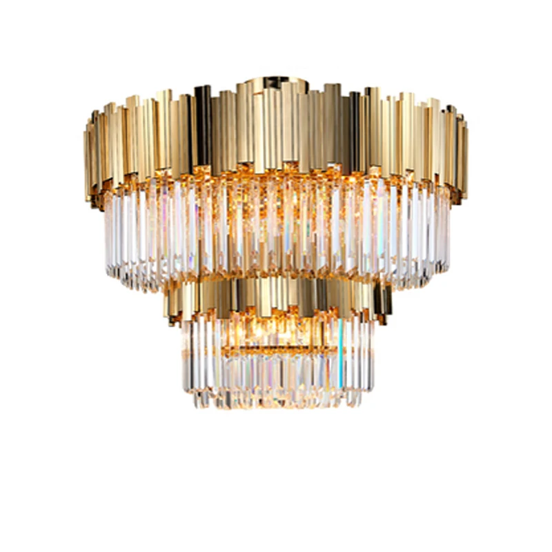 

2 Layer Modern Crystal Round Silver Gold Designer Lamparas De Techo LED Ceiling Lights.Ceiling Light.Ceiling Lamp For Foyer