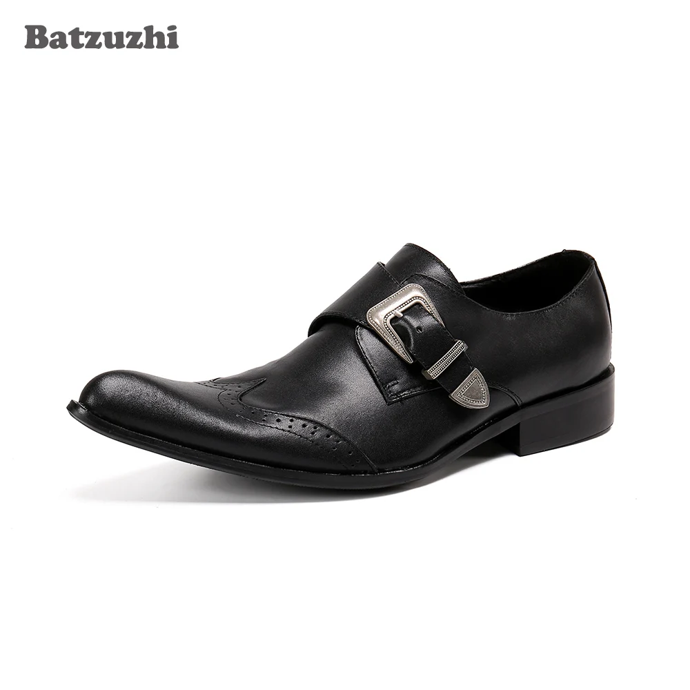 

Batzuzhi Black/Brown Leather Dress Shoes Men for Business New Fashion Men's Leather Shoes Pointed Toe Zapatos Hombre, US6-US12