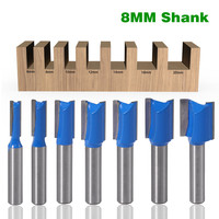 1PC 8mm Shank Carpenter Milling Cutter Straight Woodworking Router Bit Set  6/8/10/12/14/18/20mm Cutting Diameter