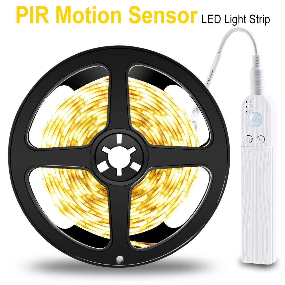 Dimmable LED Strip PIR Motion Sensor USB Light Strips 1M-3M LED Diode Tape With 4 AAA Battery Box 5V LED Lamp For Indoor Decor