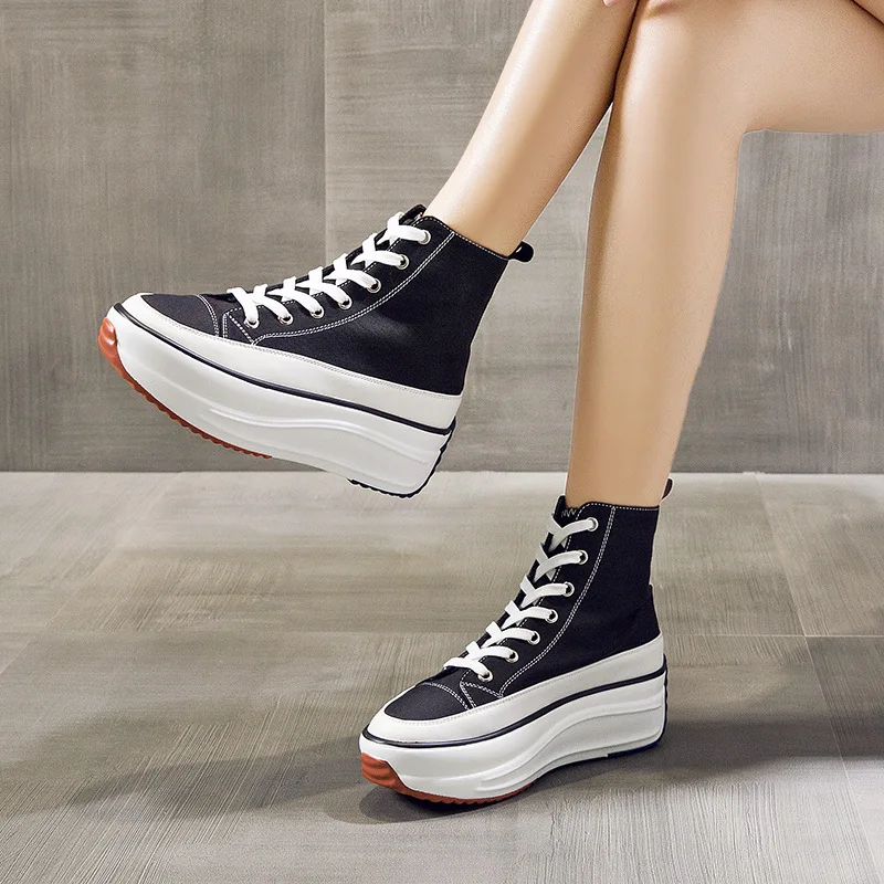 Sneakers Canvas Shoes Women Trainers Women High Top Lady Autumn Female Footwear Breathable Girl White Black Sneakers