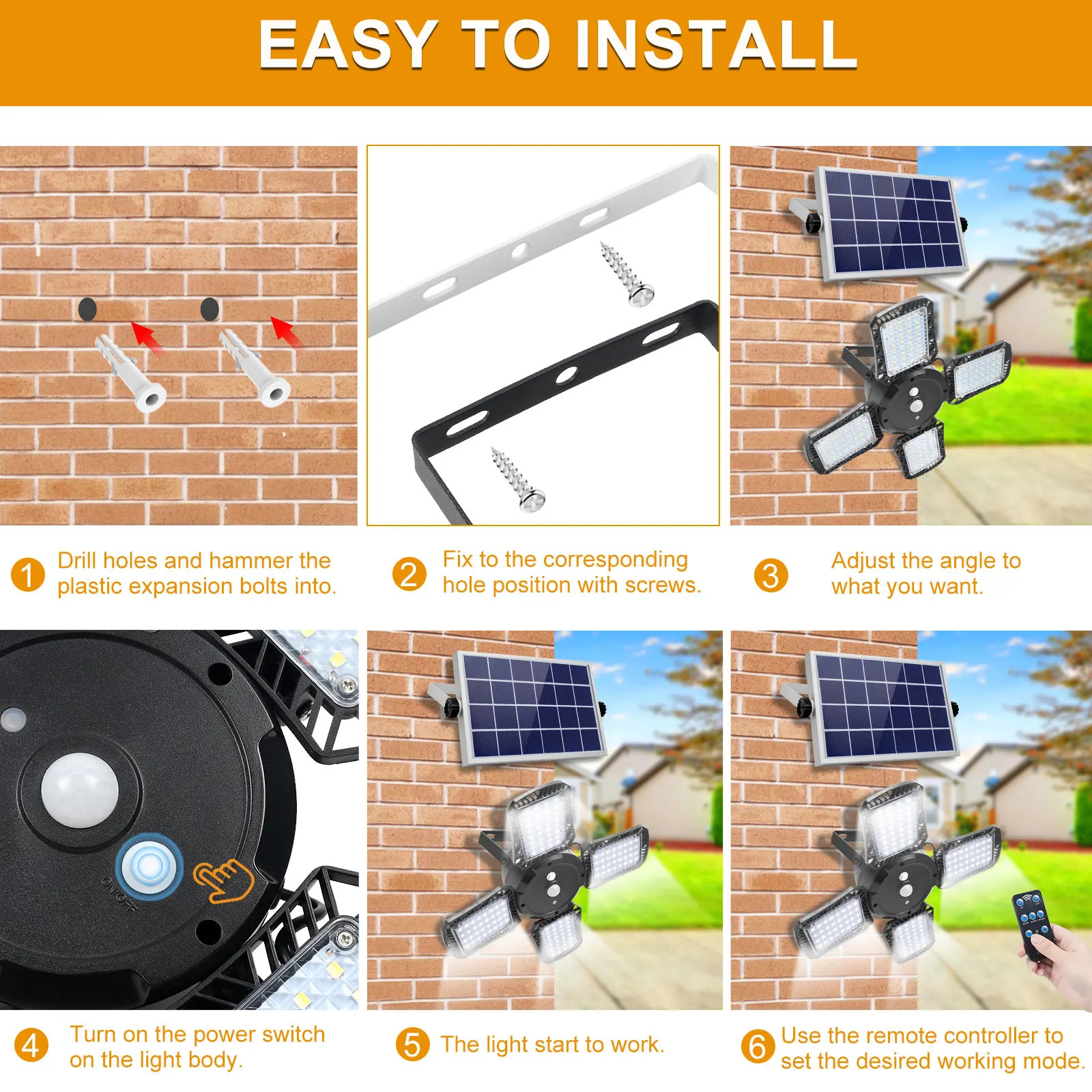 Solar Pendant Light with Remote Control Outdoor Solar Powered LED Sensor Lamp Dimmable Security Light for Garage Garden Porch