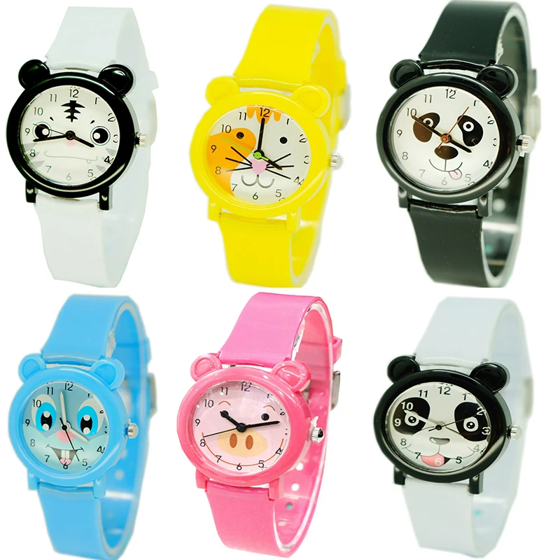 Hot Sale Cute Colorful Animal Tiger Panda Piglet Cartoon Children Watch Student Quartz Pointer Gift Watch Wholesale Watches Kids