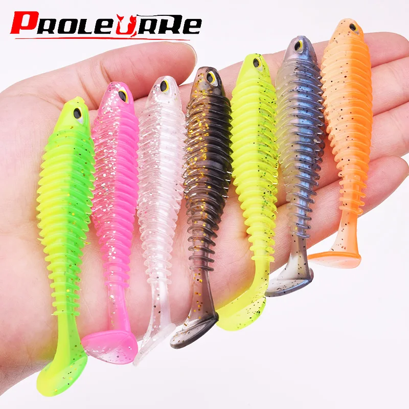 5pcs/Lot Shad Fishing Soft Lure 4.5g/80mm Silicone Bait Bass 3D Eyes Worm Jig Head Wobblers Artificial Rubber Swimbaits Tackle