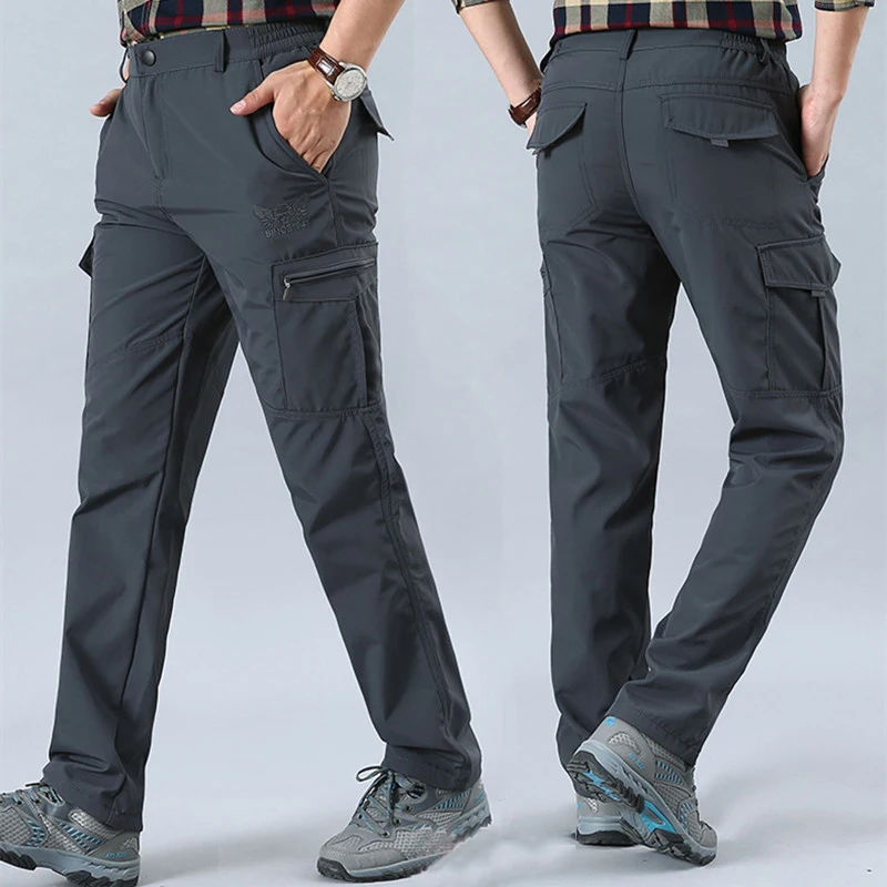 Pantalones Cargo tácticos para hombre, pantalón largo informal, transpirable, de terciopelo, de secado rápido, con múltiples bolsillos, cálido, para otoño e invierno, 2024