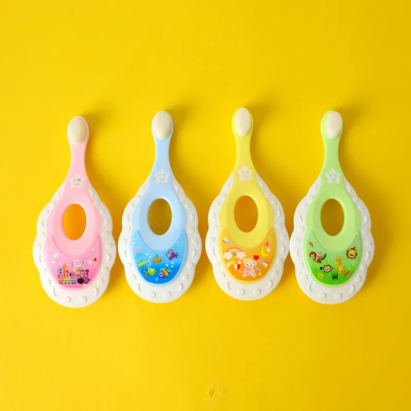 Crianças escova de dentes infantil com alça silicone oral care escova de limpeza para crianças idades 2-12
