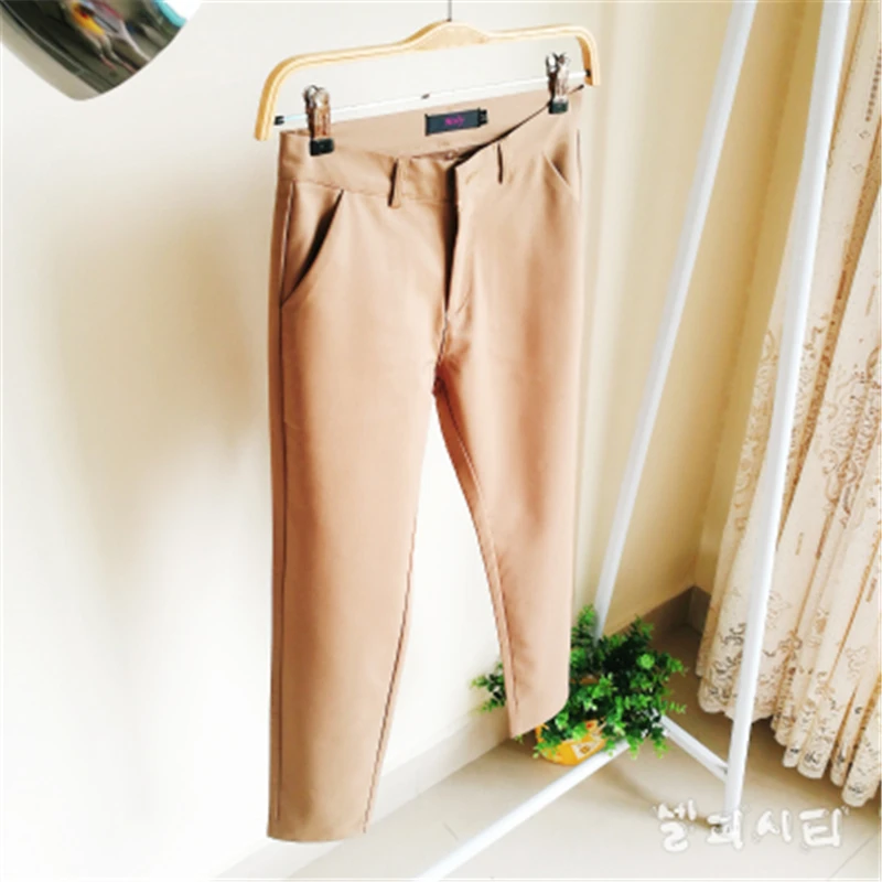 Fashion Streetwear Cute Candy Color Pencil Pants Women Stretch Cotton Slim Waist Straight Pantalones Casual Office Work Trousers