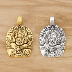 10 Pieces Tibetan Silver/Gold Color Ganesha Elephant God Charms Pendants for Necklace Jewellery Making Findings 38x24mm