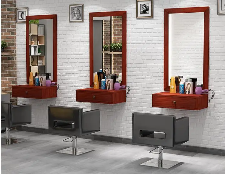 Hairdresser's mirror, hair salon, mirror stand, counter top, wall mounted hairdresser's mirror stand, wall mounted mirror